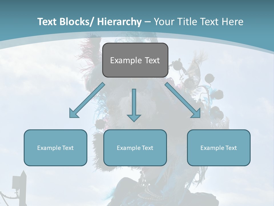 A Person In A Blue Costume With Feathers On Their Head PowerPoint Template