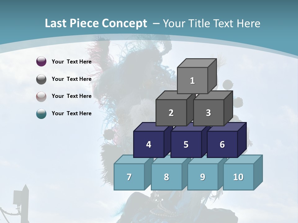 A Person In A Blue Costume With Feathers On Their Head PowerPoint Template