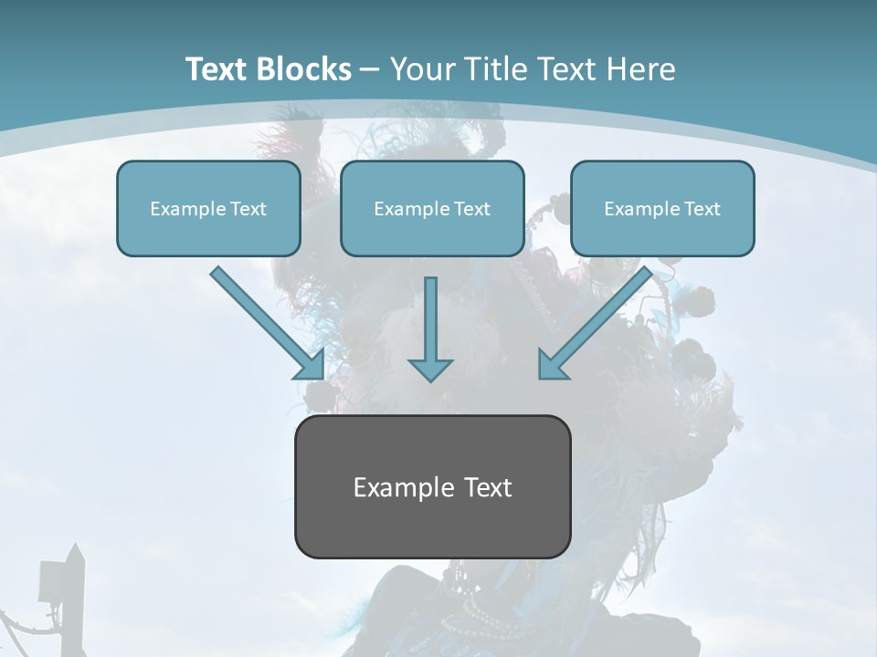 A Person In A Blue Costume With Feathers On Their Head PowerPoint Template