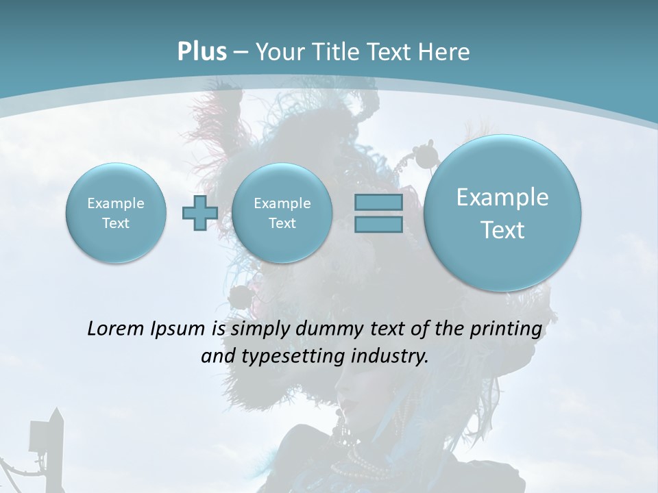 A Person In A Blue Costume With Feathers On Their Head PowerPoint Template