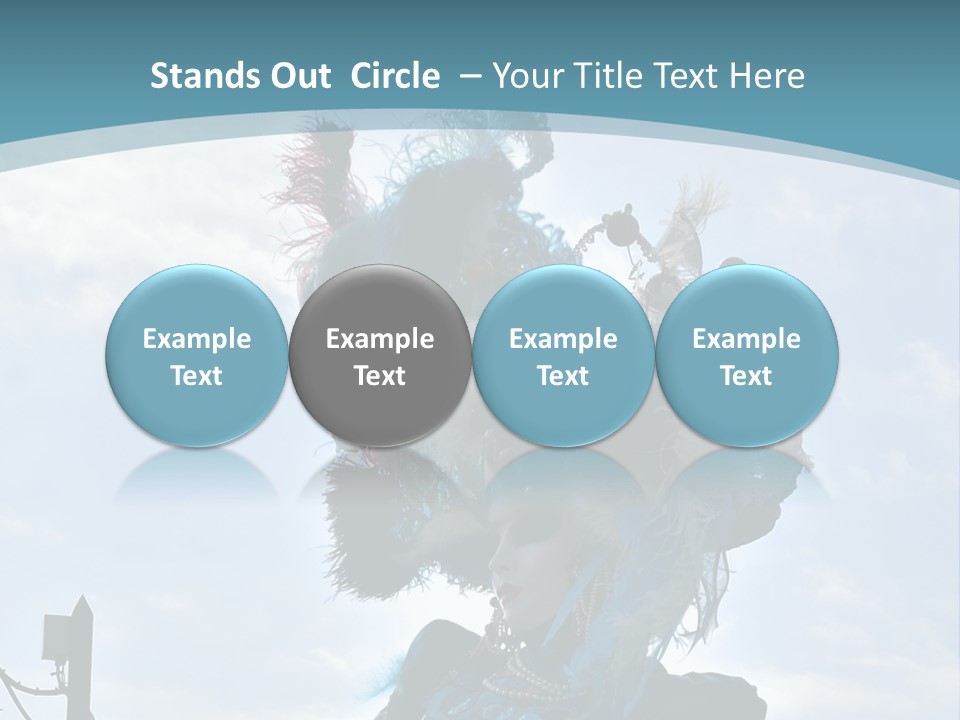 A Person In A Blue Costume With Feathers On Their Head PowerPoint Template