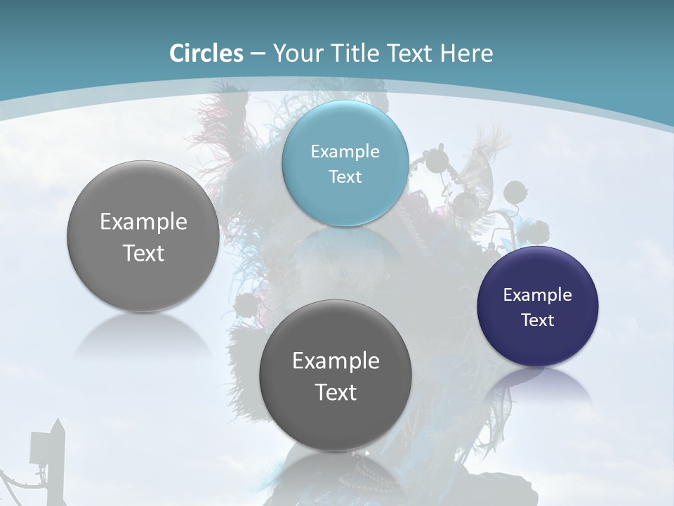 A Person In A Blue Costume With Feathers On Their Head PowerPoint Template