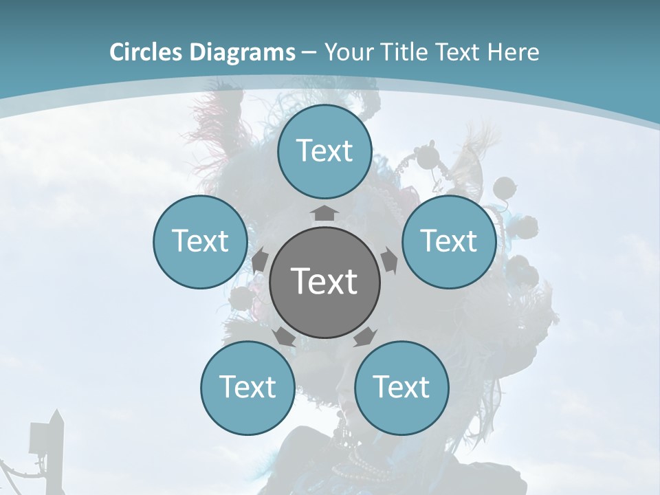 A Person In A Blue Costume With Feathers On Their Head PowerPoint Template