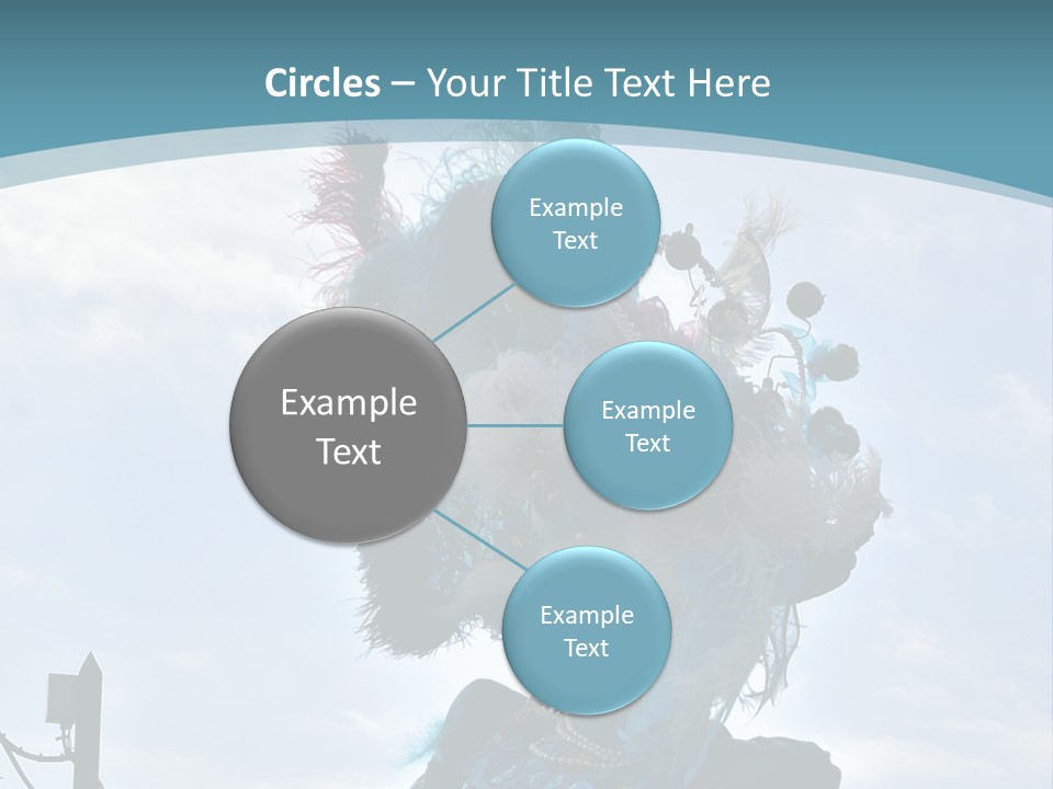 A Person In A Blue Costume With Feathers On Their Head PowerPoint Template