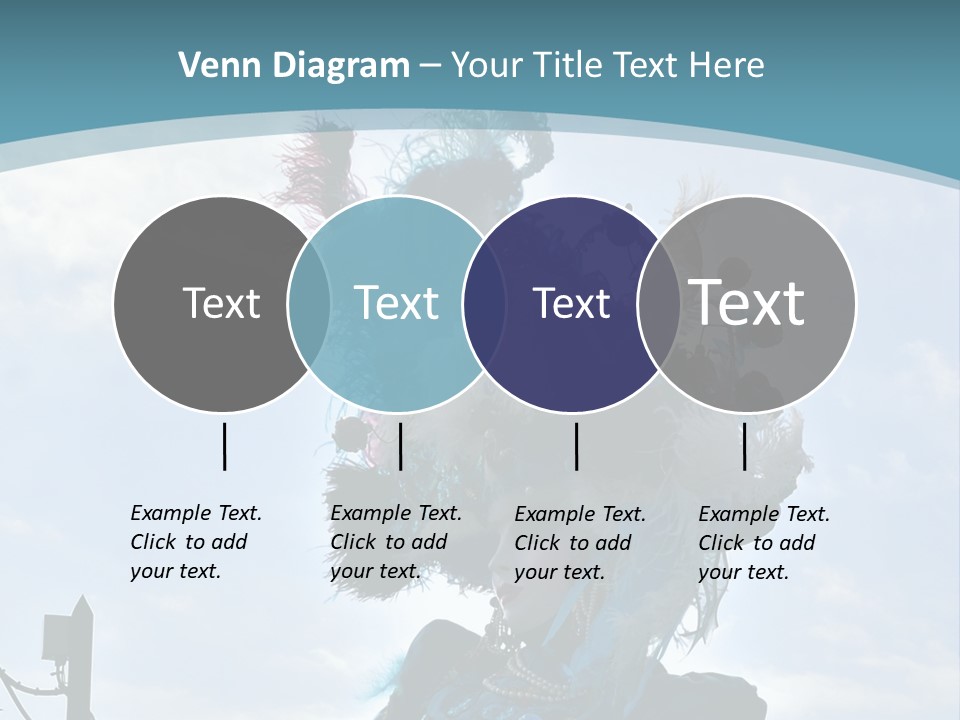 A Person In A Blue Costume With Feathers On Their Head PowerPoint Template
