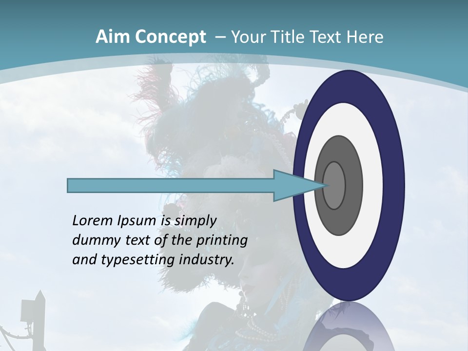 A Person In A Blue Costume With Feathers On Their Head PowerPoint Template