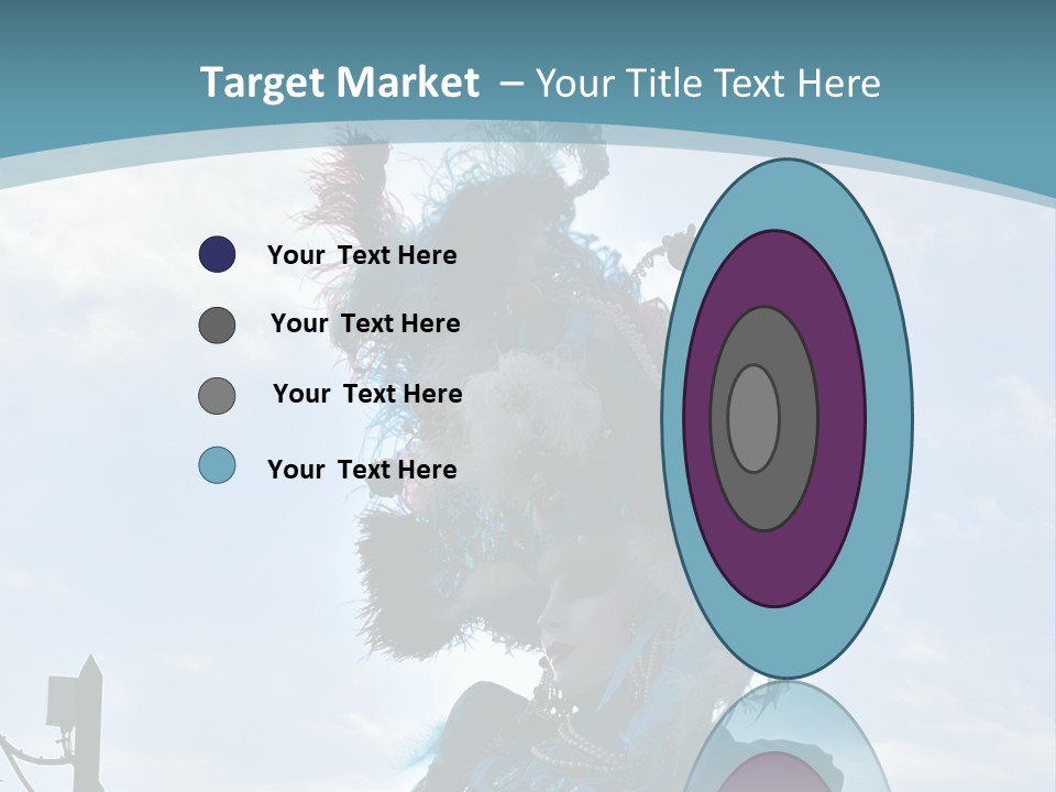A Person In A Blue Costume With Feathers On Their Head PowerPoint Template