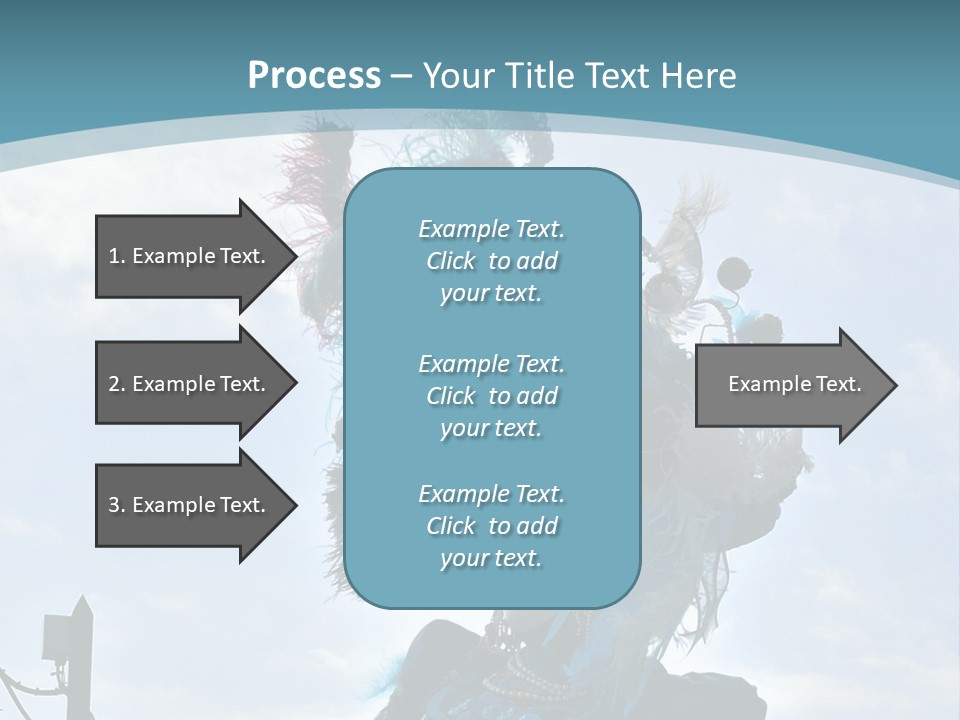 A Person In A Blue Costume With Feathers On Their Head PowerPoint Template