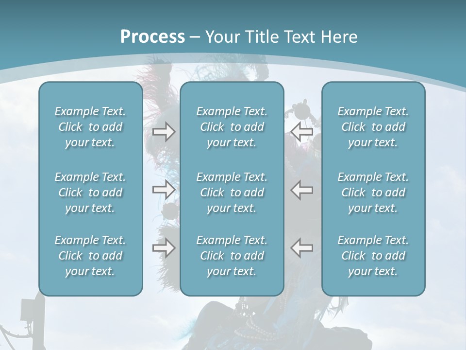 A Person In A Blue Costume With Feathers On Their Head PowerPoint Template