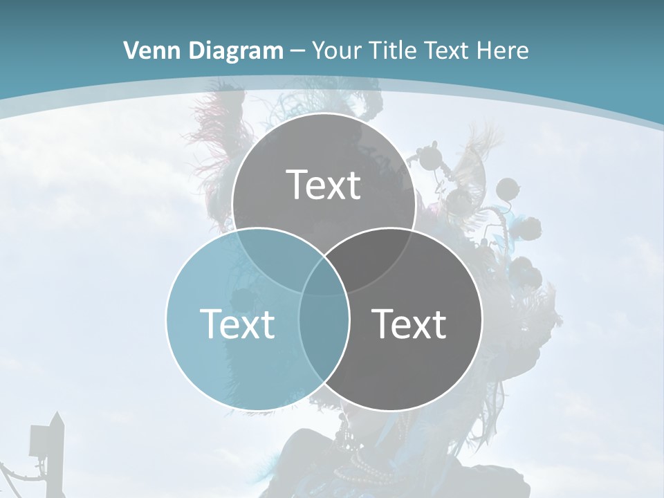 A Person In A Blue Costume With Feathers On Their Head PowerPoint Template