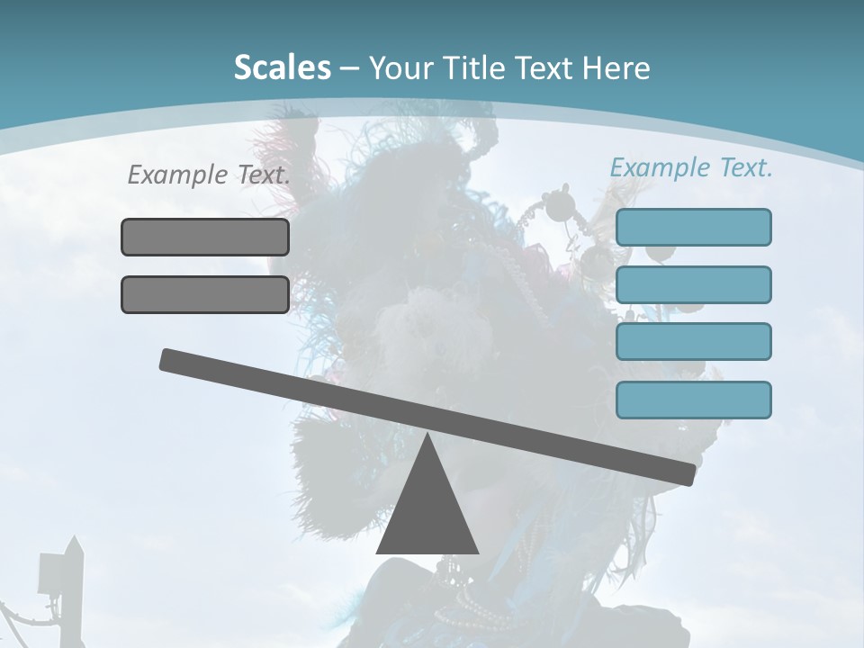 A Person In A Blue Costume With Feathers On Their Head PowerPoint Template