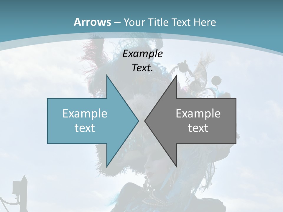 A Person In A Blue Costume With Feathers On Their Head PowerPoint Template