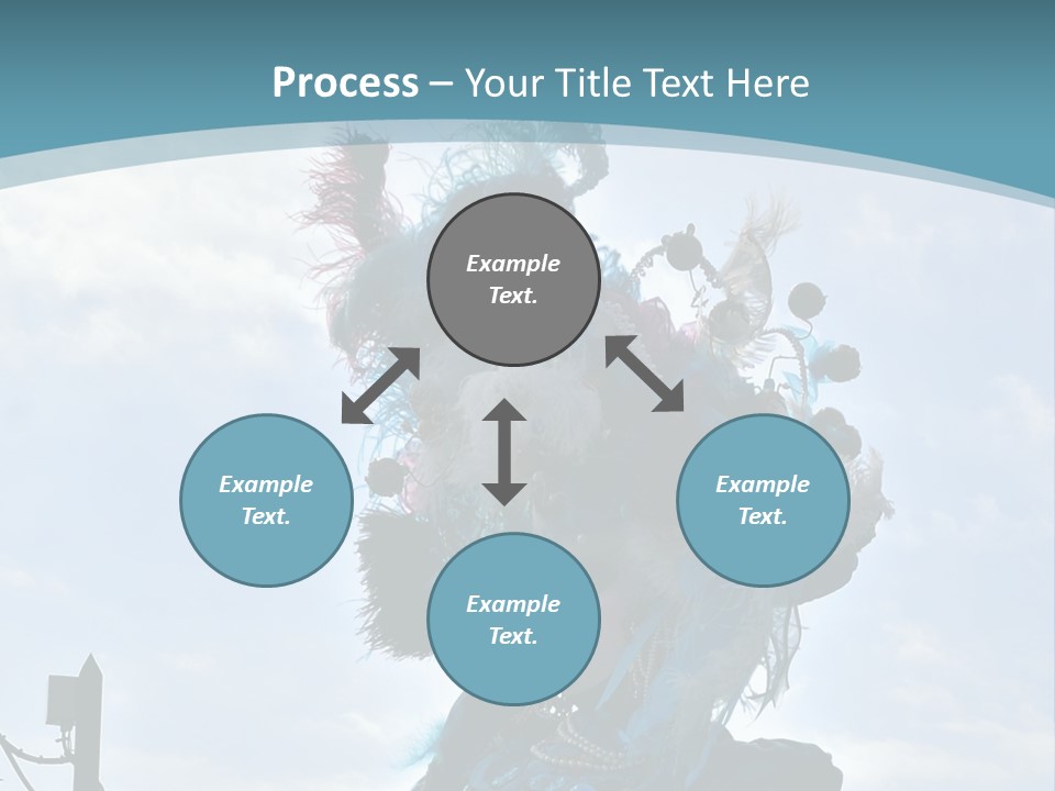 A Person In A Blue Costume With Feathers On Their Head PowerPoint Template