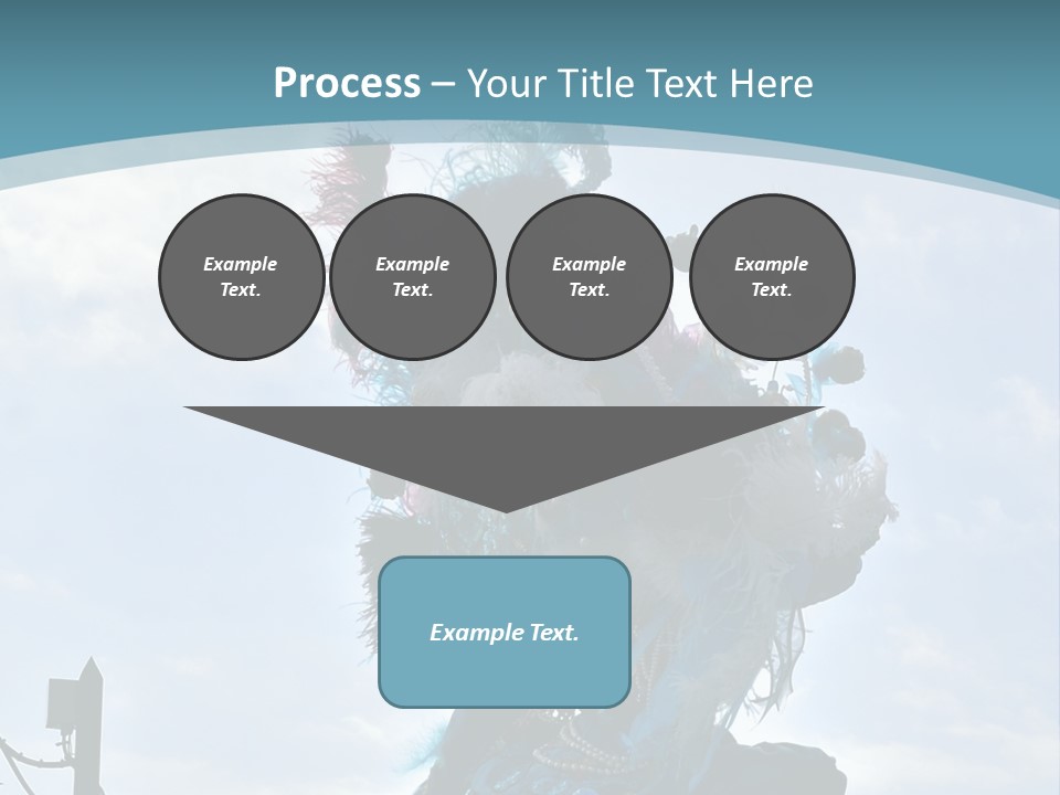 A Person In A Blue Costume With Feathers On Their Head PowerPoint Template