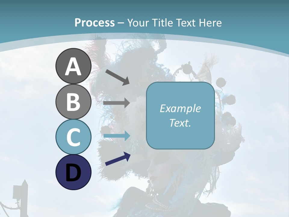 A Person In A Blue Costume With Feathers On Their Head PowerPoint Template