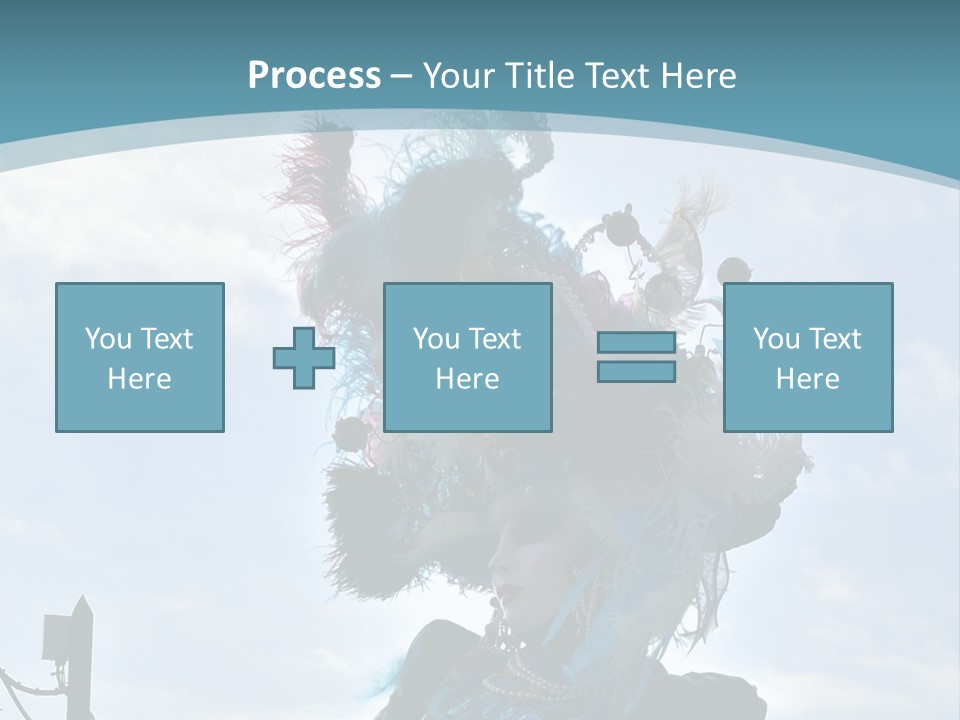 A Person In A Blue Costume With Feathers On Their Head PowerPoint Template
