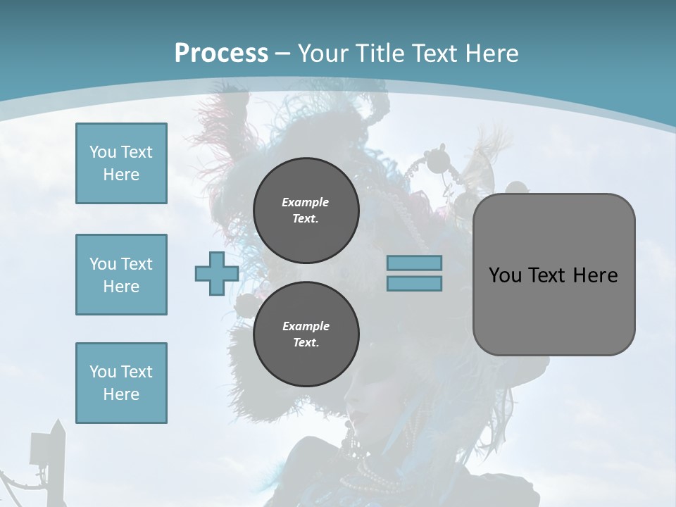 A Person In A Blue Costume With Feathers On Their Head PowerPoint Template