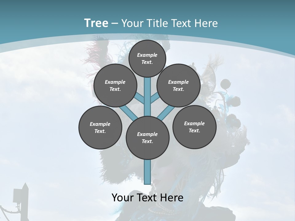 A Person In A Blue Costume With Feathers On Their Head PowerPoint Template