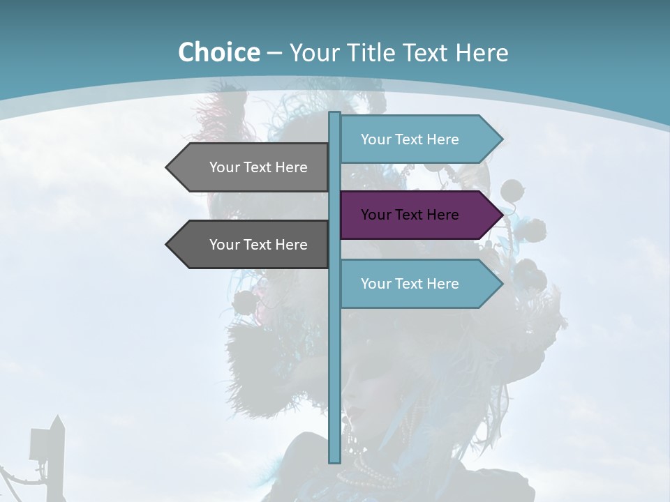 A Person In A Blue Costume With Feathers On Their Head PowerPoint Template