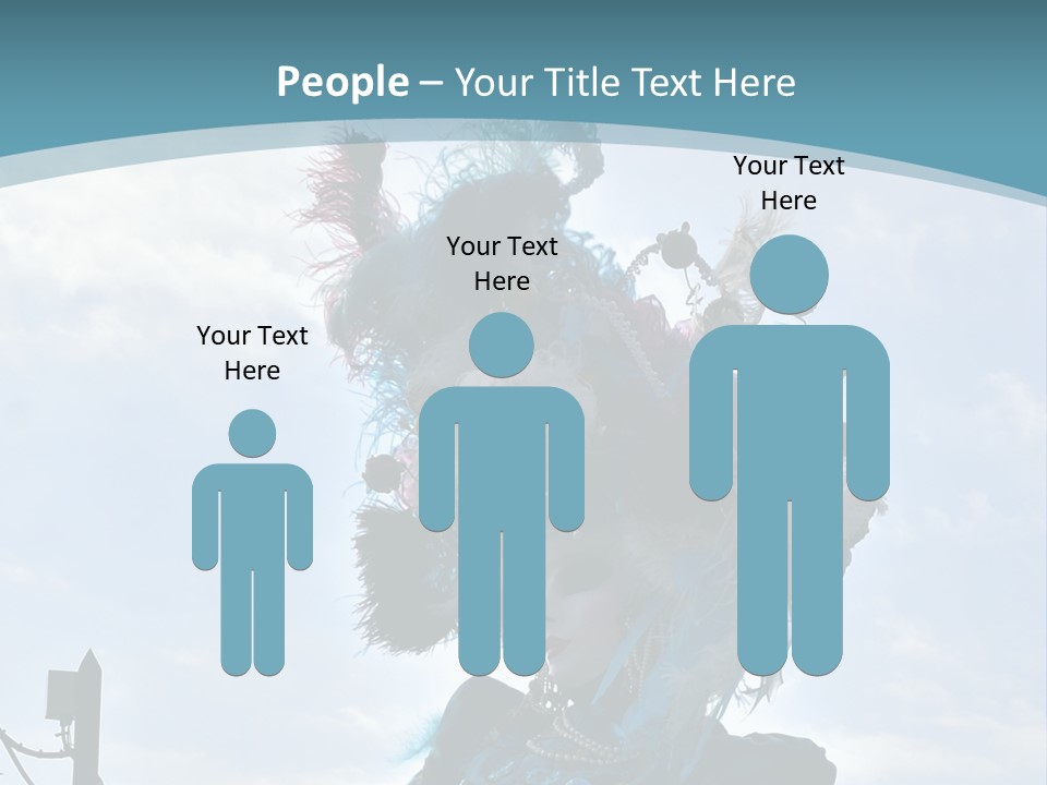 A Person In A Blue Costume With Feathers On Their Head PowerPoint Template