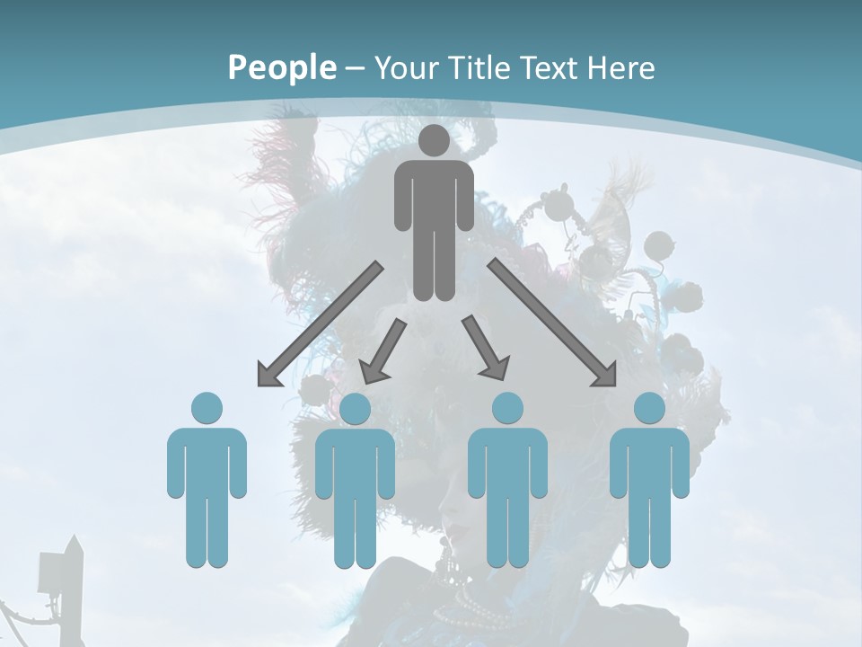 A Person In A Blue Costume With Feathers On Their Head PowerPoint Template