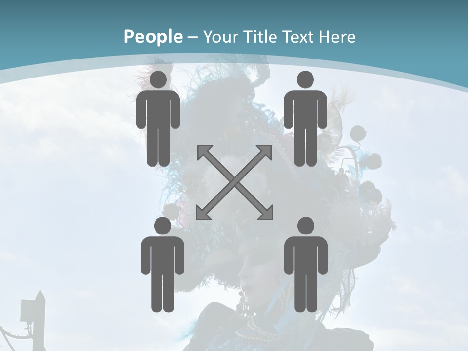 A Person In A Blue Costume With Feathers On Their Head PowerPoint Template