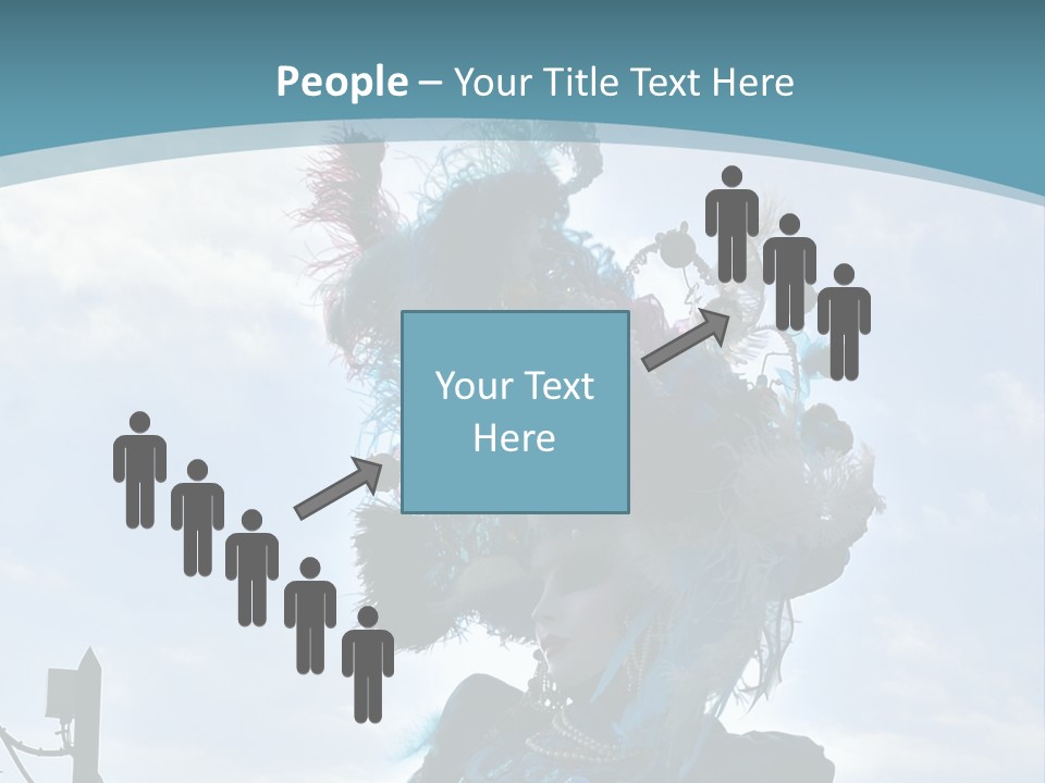 A Person In A Blue Costume With Feathers On Their Head PowerPoint Template
