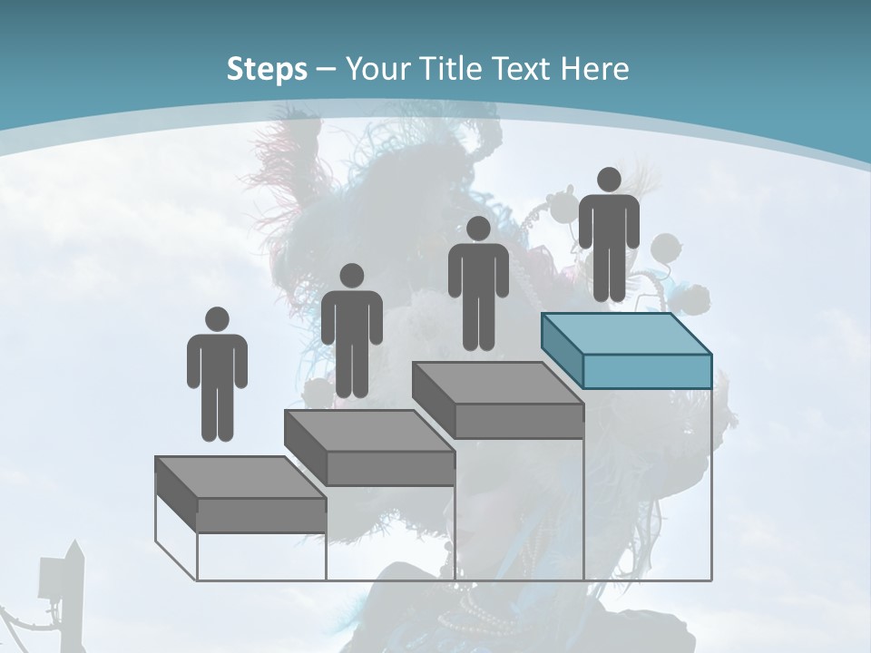 A Person In A Blue Costume With Feathers On Their Head PowerPoint Template
