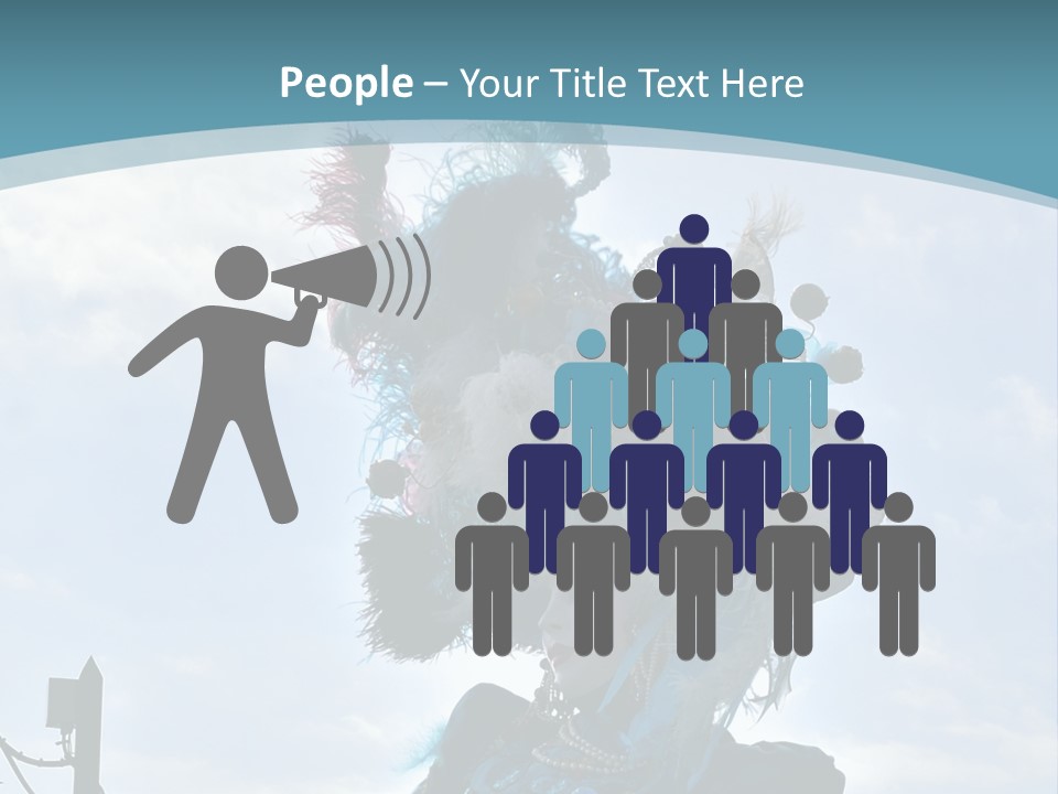 A Person In A Blue Costume With Feathers On Their Head PowerPoint Template