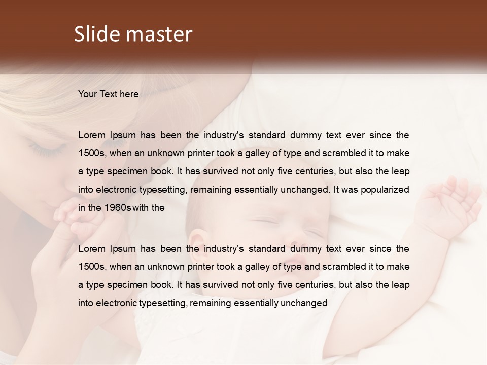 A Woman And A Baby Laying On A Bed PowerPoint Template