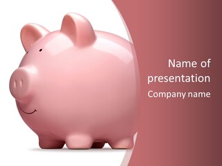 A Pink Piggy Bank Sitting On Top Of A Table PowerPoint Template