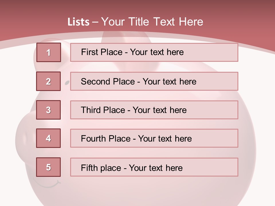A Pink Piggy Bank Sitting On Top Of A Table PowerPoint Template