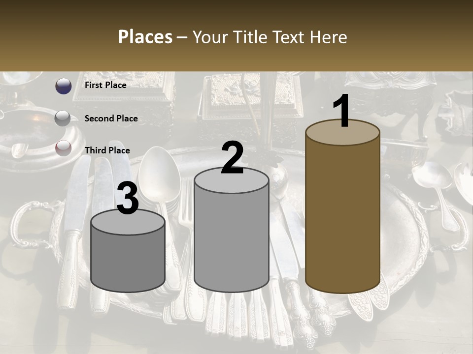 A Table Topped With Lots Of Silverware And Silverware PowerPoint Template