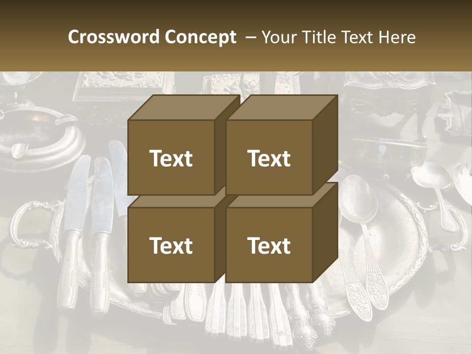 A Table Topped With Lots Of Silverware And Silverware PowerPoint Template