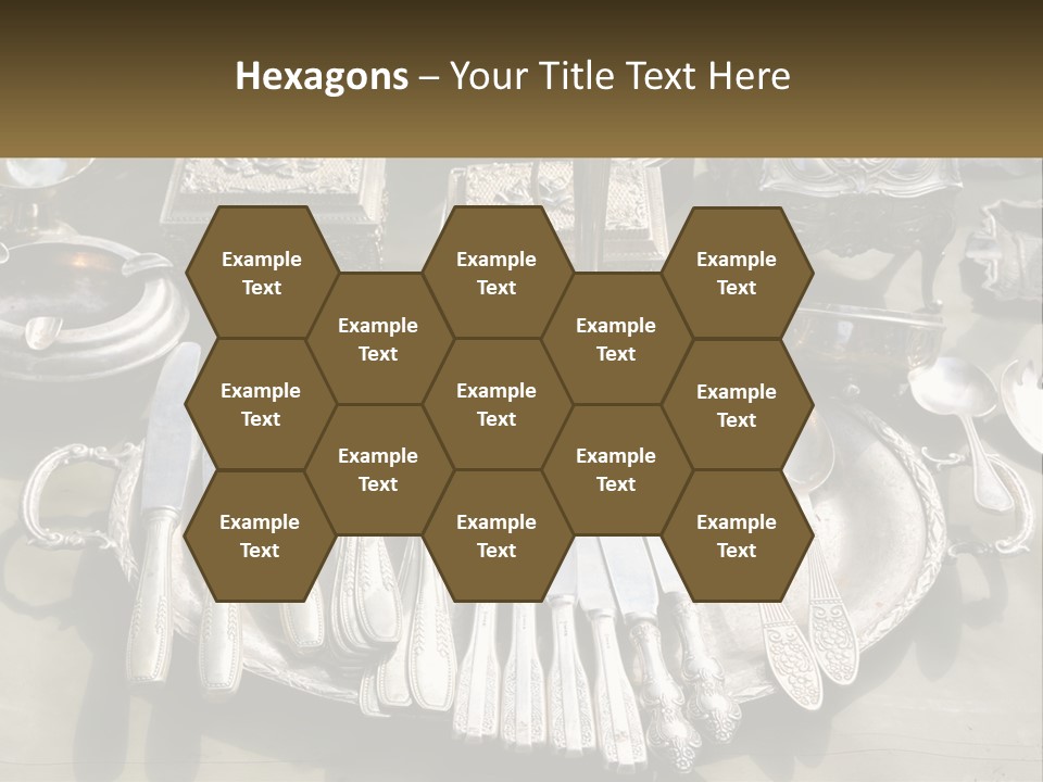 A Table Topped With Lots Of Silverware And Silverware PowerPoint Template