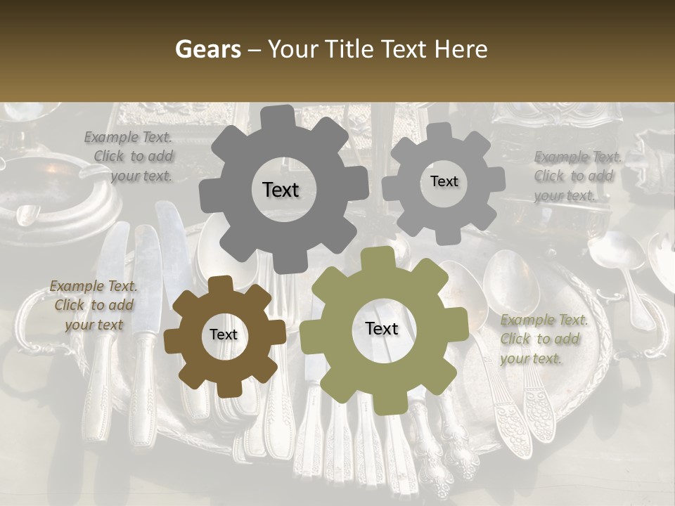 A Table Topped With Lots Of Silverware And Silverware PowerPoint Template