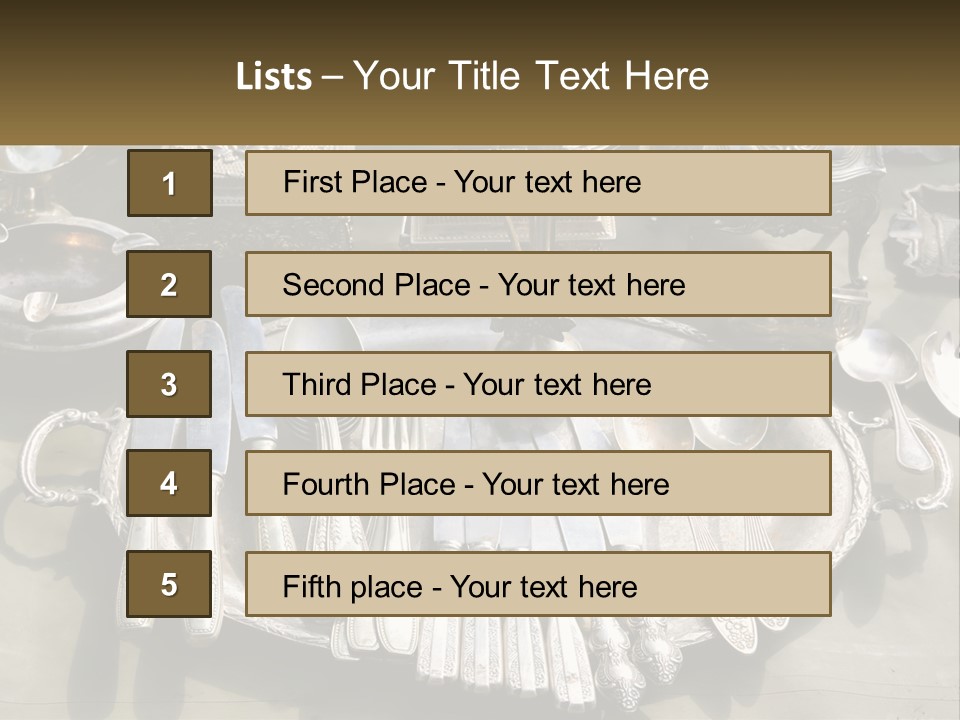A Table Topped With Lots Of Silverware And Silverware PowerPoint Template