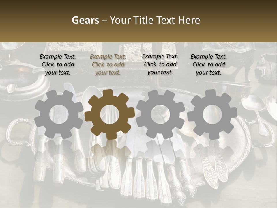 A Table Topped With Lots Of Silverware And Silverware PowerPoint Template