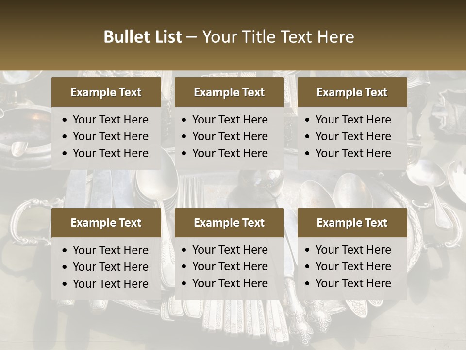 A Table Topped With Lots Of Silverware And Silverware PowerPoint Template