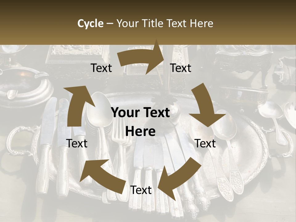 A Table Topped With Lots Of Silverware And Silverware PowerPoint Template