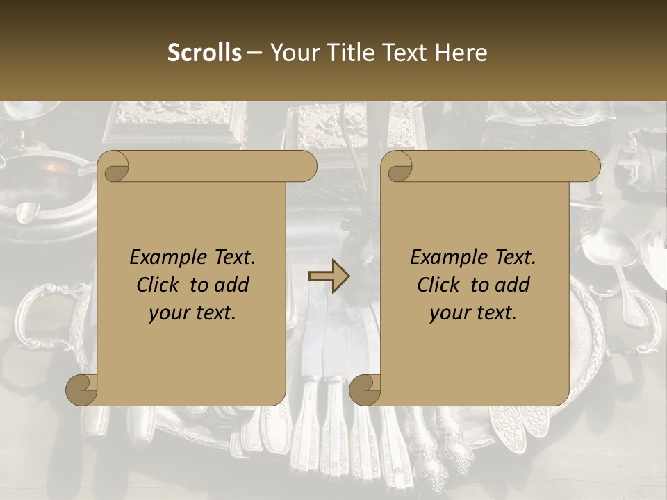 A Table Topped With Lots Of Silverware And Silverware PowerPoint Template
