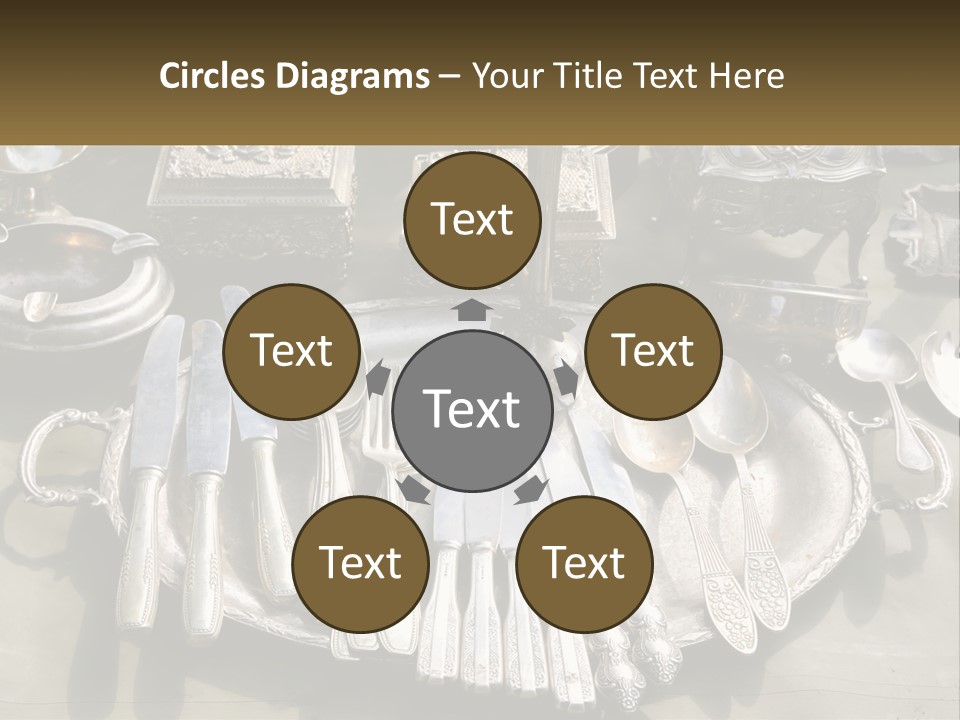 A Table Topped With Lots Of Silverware And Silverware PowerPoint Template