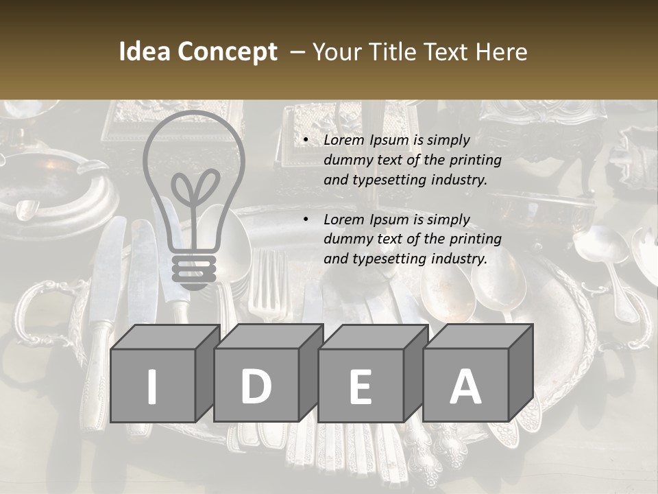 A Table Topped With Lots Of Silverware And Silverware PowerPoint Template