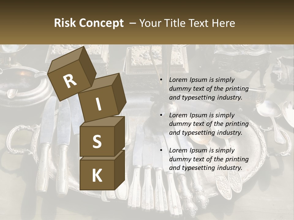 A Table Topped With Lots Of Silverware And Silverware PowerPoint Template
