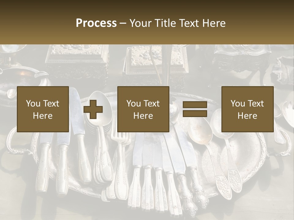 A Table Topped With Lots Of Silverware And Silverware PowerPoint Template