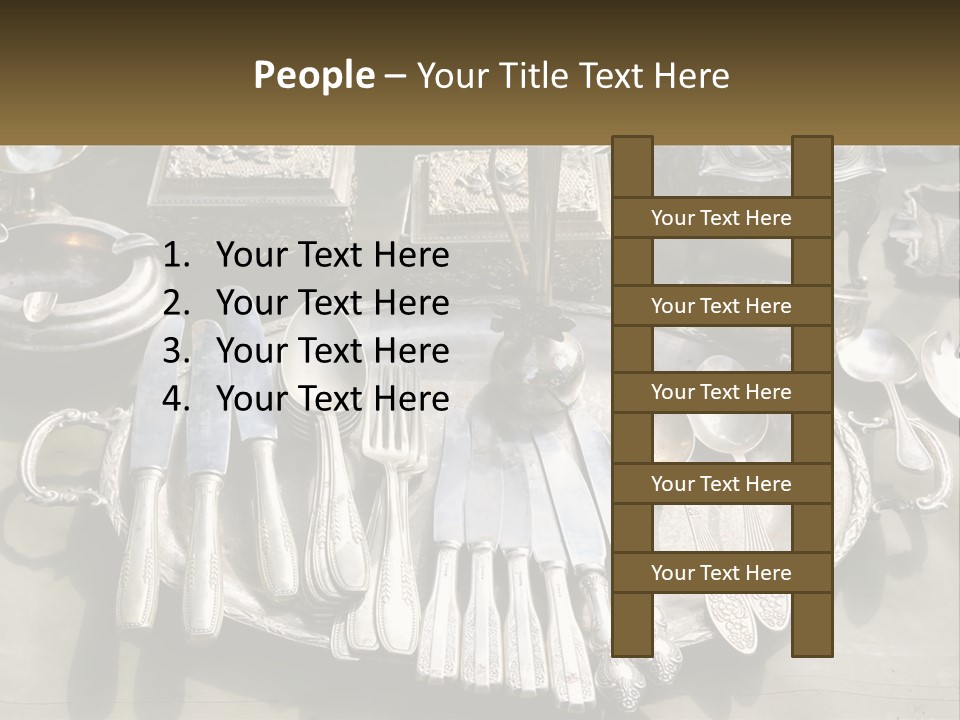 A Table Topped With Lots Of Silverware And Silverware PowerPoint Template