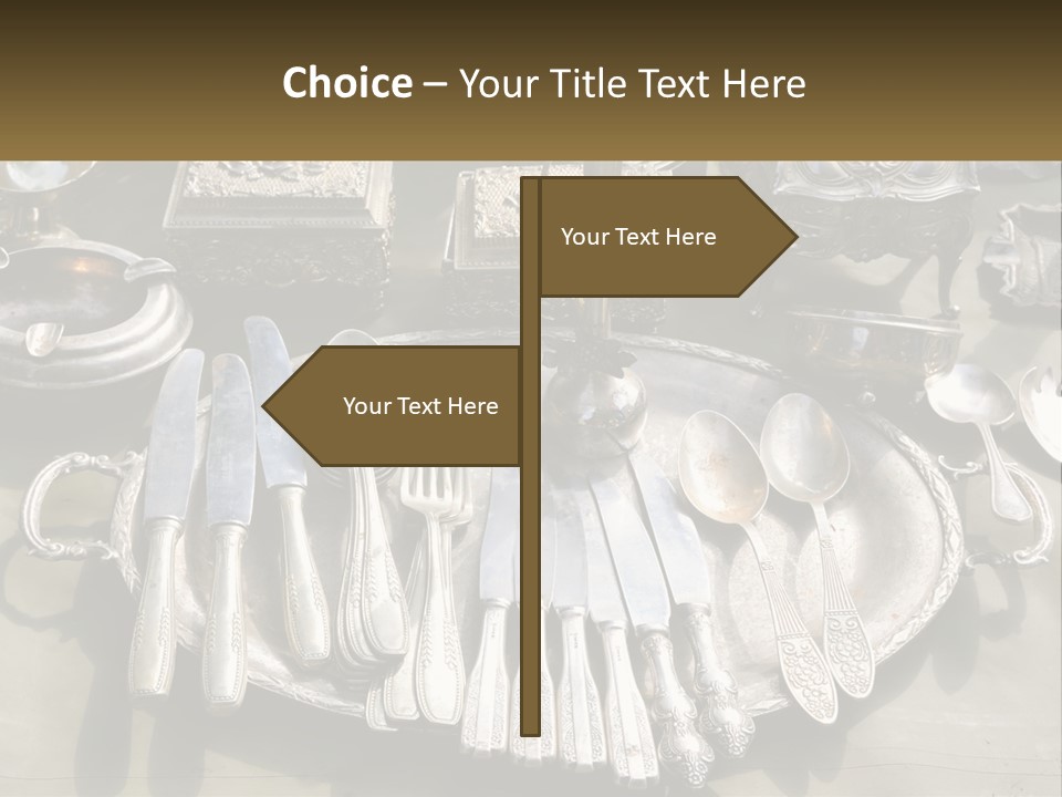 A Table Topped With Lots Of Silverware And Silverware PowerPoint Template