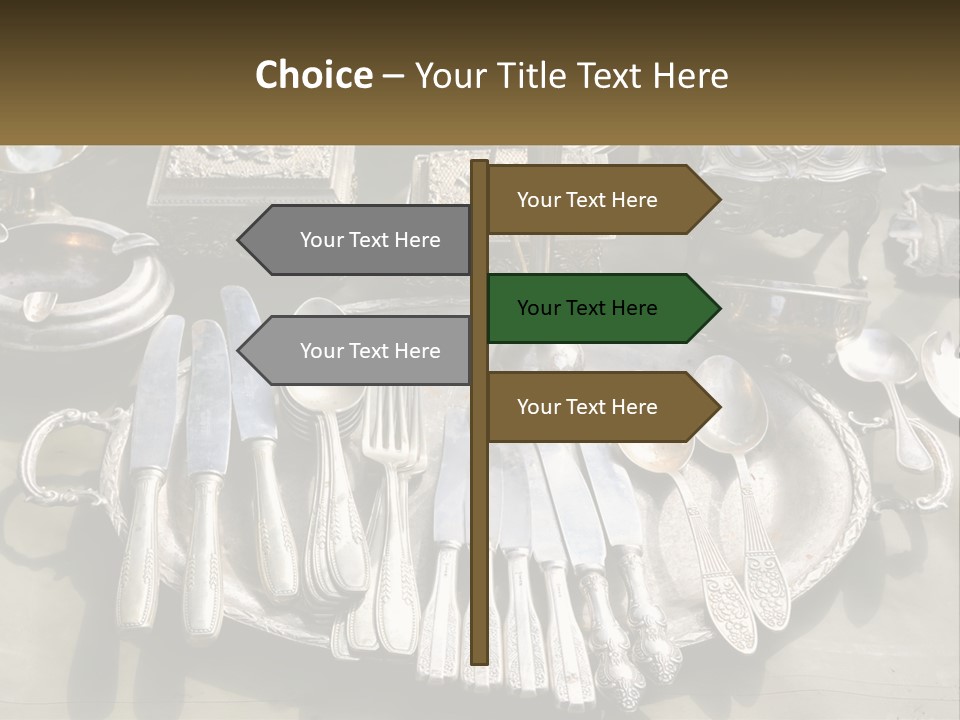 A Table Topped With Lots Of Silverware And Silverware PowerPoint Template