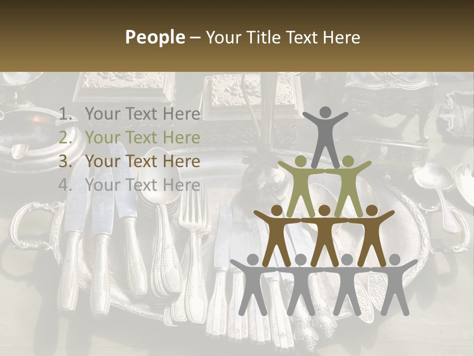 A Table Topped With Lots Of Silverware And Silverware PowerPoint Template