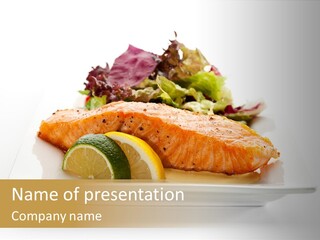 A Plate Of Salmon With A Side Of Salad PowerPoint Template